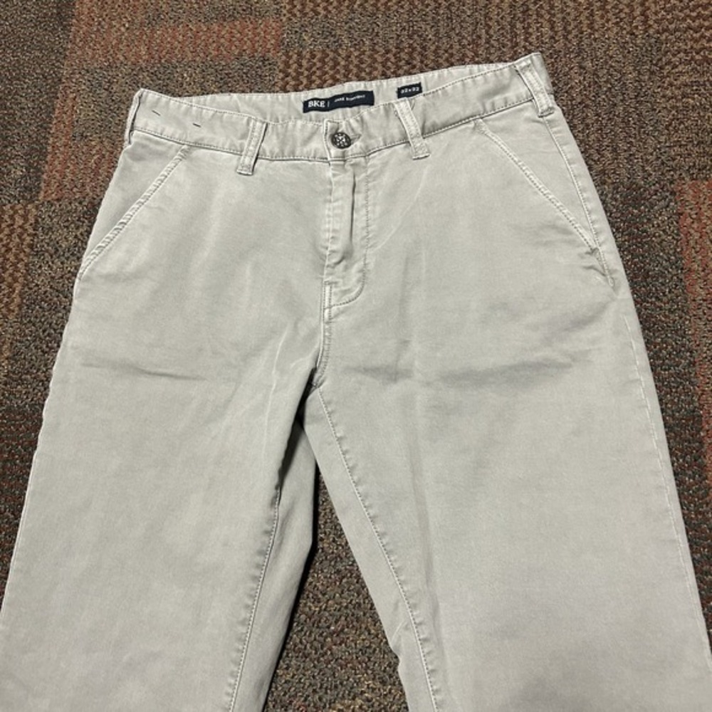 BKE Buckle Jake Straight Khaki Chino Pants Mens 32x32 Grey Cotton Stretch Casual
